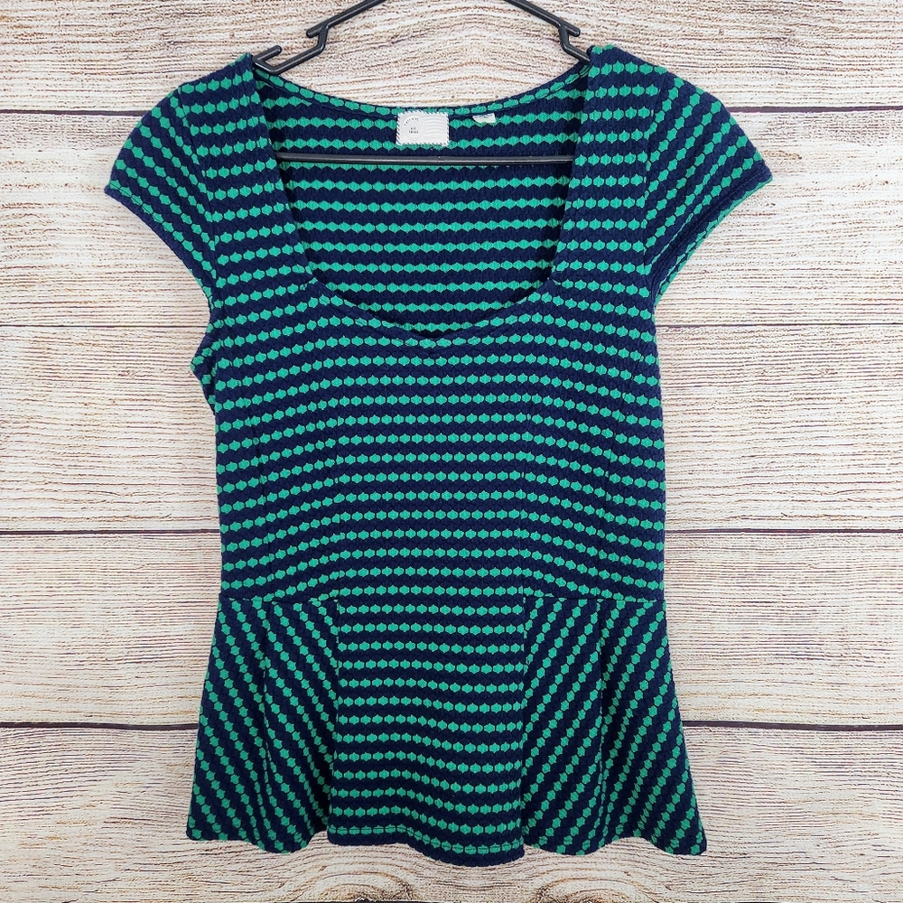 Anthropologie Postmark Small Peplum Top Green